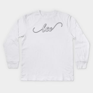 Leo Zodiac Script Sticker Kids Long Sleeve T-Shirt